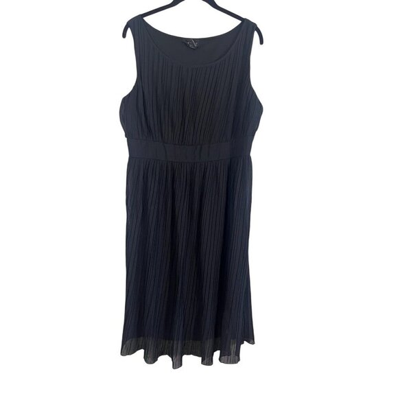Lane Bryant Dress 18 Black Tank Midi Crinkle Neutral Minimalist Capsule Staple - Picture 1 of 13